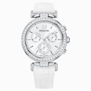 Zegarek Era Journey, pasek ze skóry, biały, stal nierdzewna