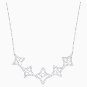 Sparkling Dance Star Necklace, Medium, White, Rhodium plating