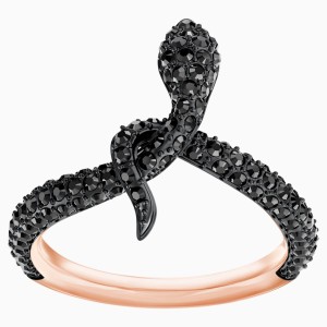 Leslie Ring, Black, Rose-gold tone plated