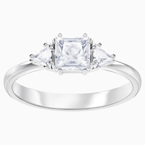 Attract Trilogy Ring, White, Rhodium plated