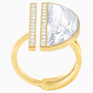 Glow Ring, White, Gold-tone plated