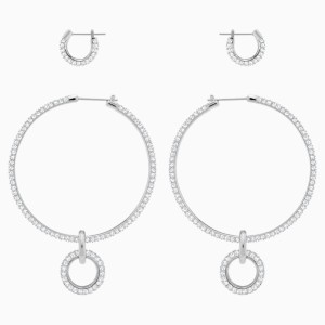 Zestaw kolczyków sztyftowych Stone, białe, powlekane rodem