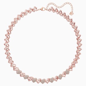 Mix Necklace, Pink, Rose-gold tone plated