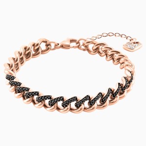 Lane Bracelet, Black, Rose-gold tone plated