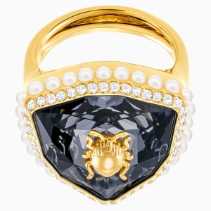 Magnetic Cocktail Ring, Multi-colored, Gold-tone plated