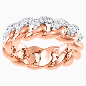 Lane Ring, White, Rose-gold tone plated
