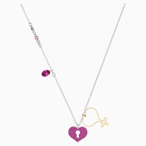 Mine Heart Necklace, Multi-colored, Mixed metal finish