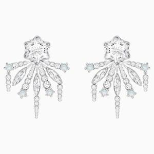Merry Pierced Earring Jackets, White, Rhodium plated