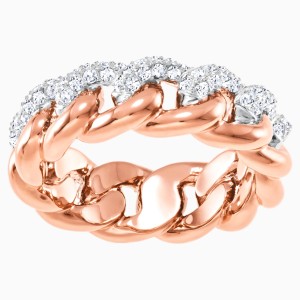 Lane Ring, White, Rose-gold tone plated