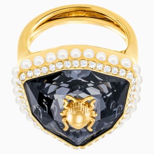 Magnetic Cocktail Ring, Multi-colored, Gold-tone plated