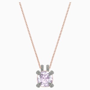 Make Pendant, Violet, Rose-gold tone plated