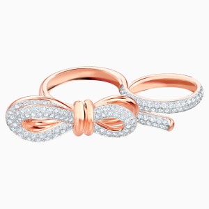 Lifelong Bow Double Ring, White, Mixed metal finish