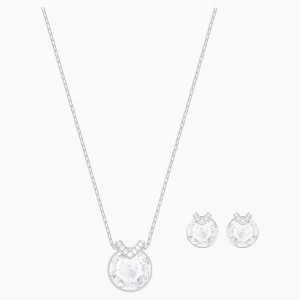 Bella V Set, White, Rhodium plated