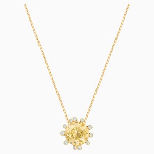Olive Pendant, Multi-colored, Gold-tone plated