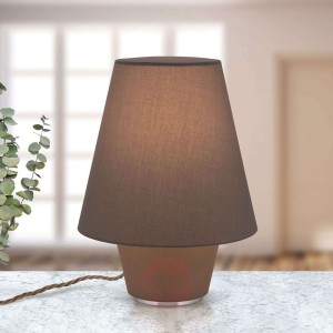 Tekstylna lampa stołowa Bliźniaki brązowa Ø 25 cm