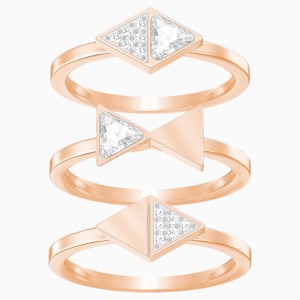 Heroism Ring Set, White, Rose-gold tone plated
