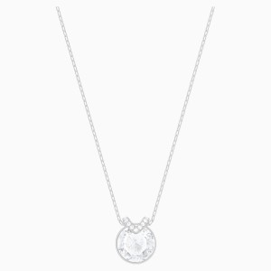 Bella V Pendant, White, Rhodium plated