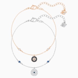 Crystal Wishes Evil Eye Set, Multi-colored, Mixed metal finish