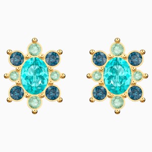 Lucky Goddess Pierced Earrings, Multi-colored, Gold-tone plated