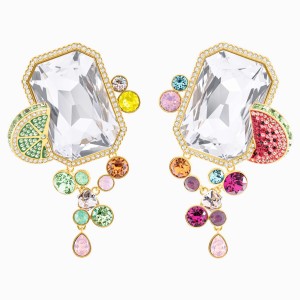 Optimum Clip Earrings, Multi-colored, Gold-tone plated
