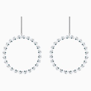 Naeli Pierced Earrings, White, Rhodium plated