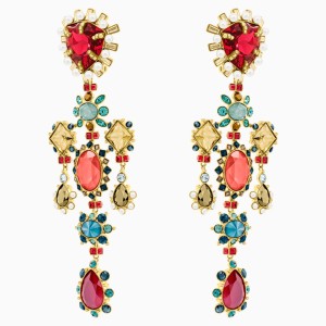 Origins Clip Earrings, Multi-colored, Gold-tone plated
