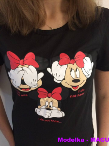 T-shirt z nadrukiem Myszka Miki - czarny - Rozmiar S