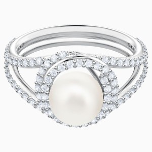 Originally Cocktail Ring, White, Rhodium plated