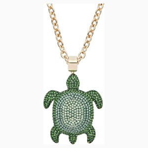 Wisiorek Mustique Sea Life Turtle, duży, zielony, powłoka w odcieniu złota