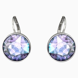 Bella Pierced Earrings, Purple, Rhodium plated