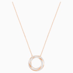 Hilt Necklace, White, Rose-gold tone plated