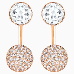 Forward Pierced Earring Jackets, White, Rose-gold tone plated
