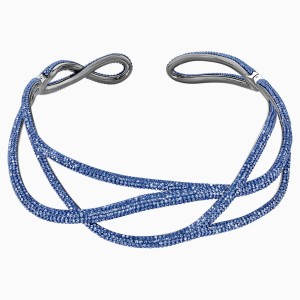Efektowny naszyjnik typu choker z kolekcji Tigris, niebieski, powlekany rutenem