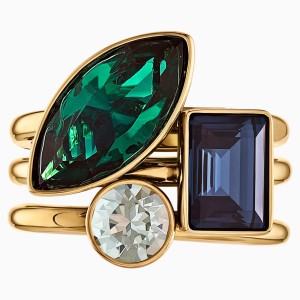 Zestaw pierścionków z bambusem, ciemny wielokolorowy, w odcieniu złota