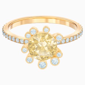 Olive Ring, Multi-colored, Gold-tone plated