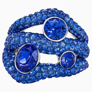 Tigris Cocktail Ring, Blue, Palladium plated