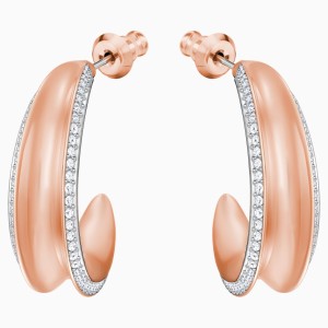Lakeside Hoop Pierced Earrings, White, Rose-gold tone plated