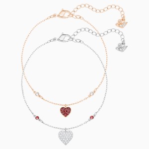 Crystal Wishes Heart Set, Red, Mixed metal finish