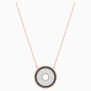 Lollypop Necklace, Black, Rose-gold tone plated