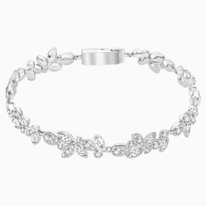 Diapason Bracelet, White, Rhodium plated