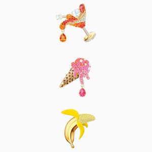 No Regrets Brooch Set, Multi-colored, Gold-tone plated - Broszka