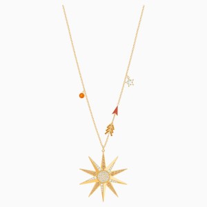 Lucky Goddess Star Necklace, Multi-colored, Gold-tone plated