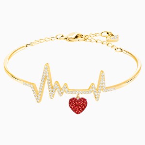 Oxo Bangle, Red, Gold-tone plated