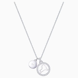 Lena New York Pendant, White, Rhodium plating