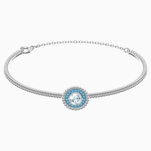 Oxygen Bangle, Blue, Rhodium plated