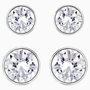 Harley Pierced Earring Set, White, Rhodium plated
