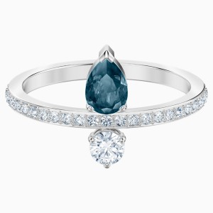 Vintage Ring, Blue, Rhodium plated