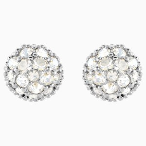 Euphoria Pierced Earrings, White, Rhodium plated