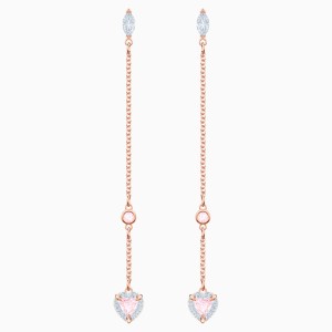 One Pierced Earrings, Multi-colored, Rose-gold tone plated