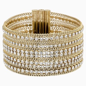 Bransoletka Fit Wide, biała, w odcieniu złota